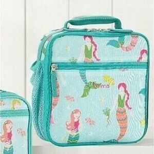 NEW Pottery Barn Kids Mackenzie Classic Lunch Bag - Aqua with Mermaid pattern